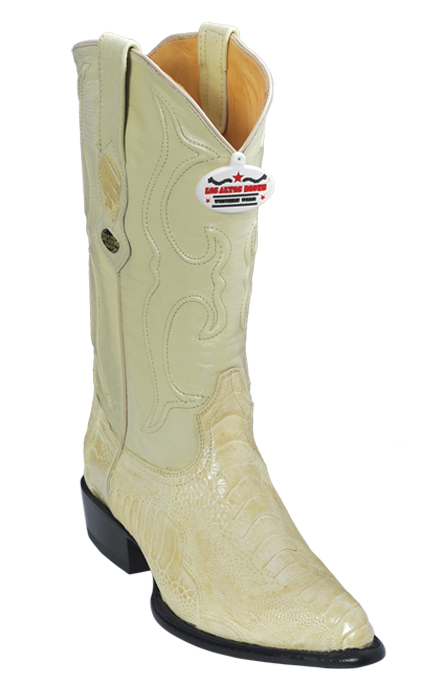 Los Altos Winterwhite Genuine All-Over Ostrich Leg J-Toe Cowboy Boots 990504